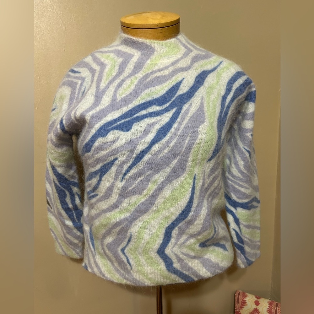 Bartolini Womens‎ Crewneck Mohair/Alpaca Blend Zebra Sweater Made in Italy Sz L